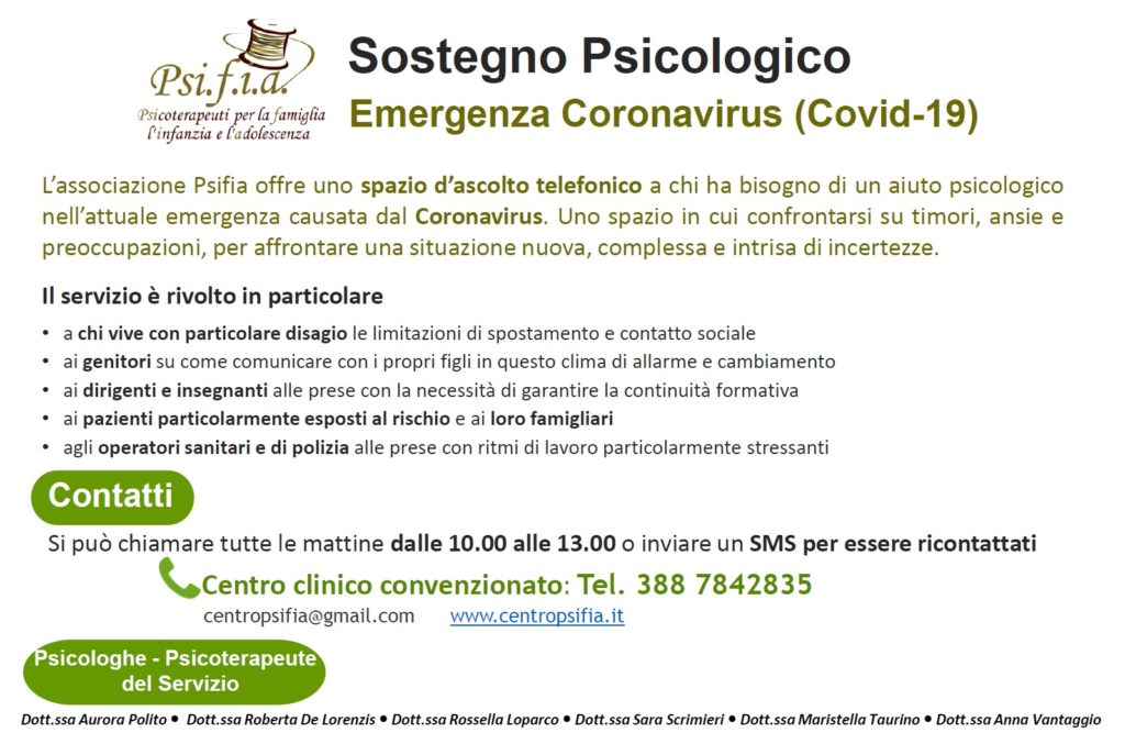 Sostegno Psicologico Emergenza Coronavirus (COVID-19)